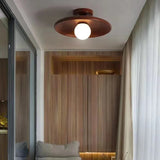 Runde LED Deckenleuchte aus Holz für den Flur