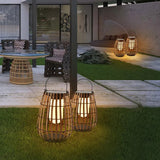 Stehlampe Outdoor Solar mit Bambusoptik Tragbar