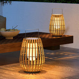 Stehlampe Outdoor Solar mit Bambusoptik Tragbar
