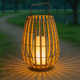 Stehlampe Outdoor Solar mit Bambusoptik Tragbar