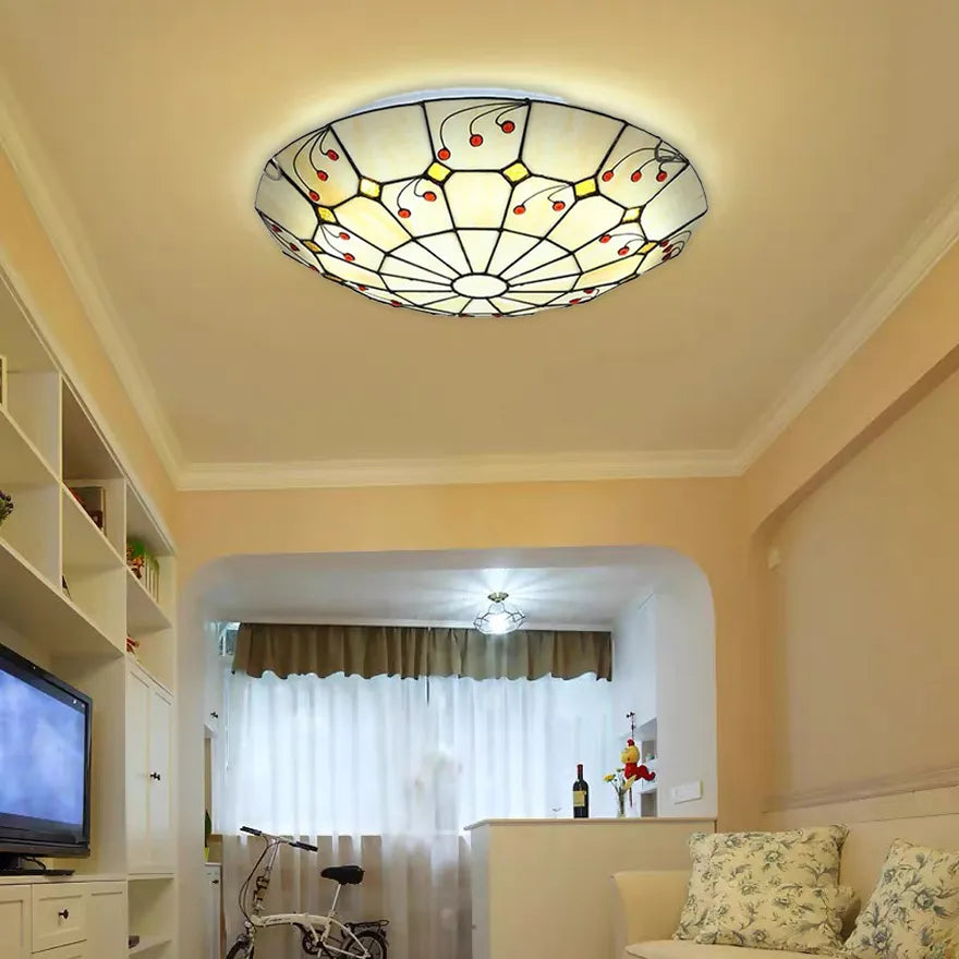 Tiffany Stil LED Deckenleuchte Rund für Wohnzimmer