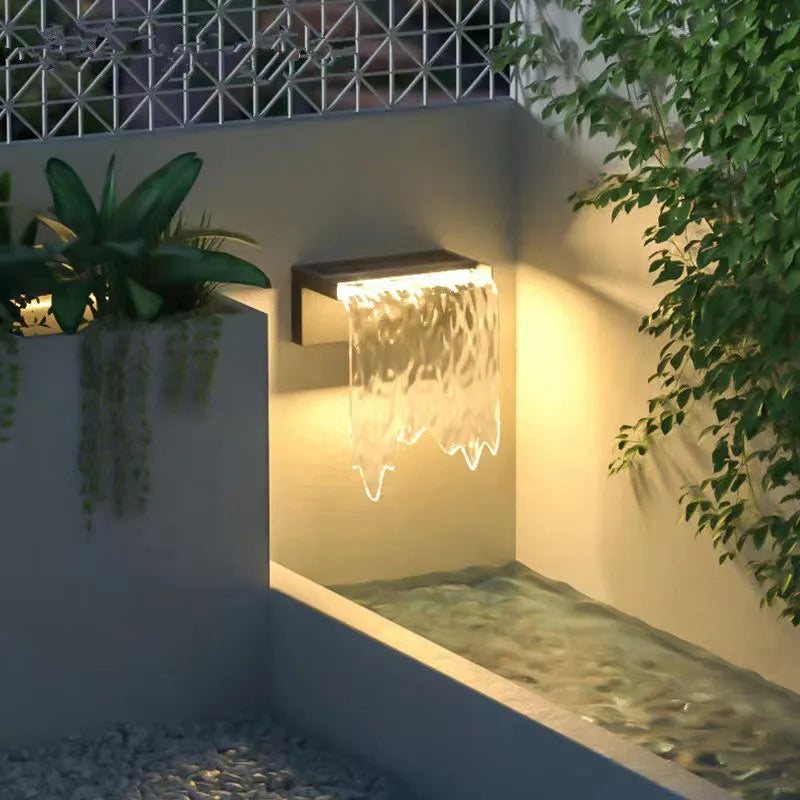 Wasserdichte Außenwandlampe Mit Wasserfall-Design