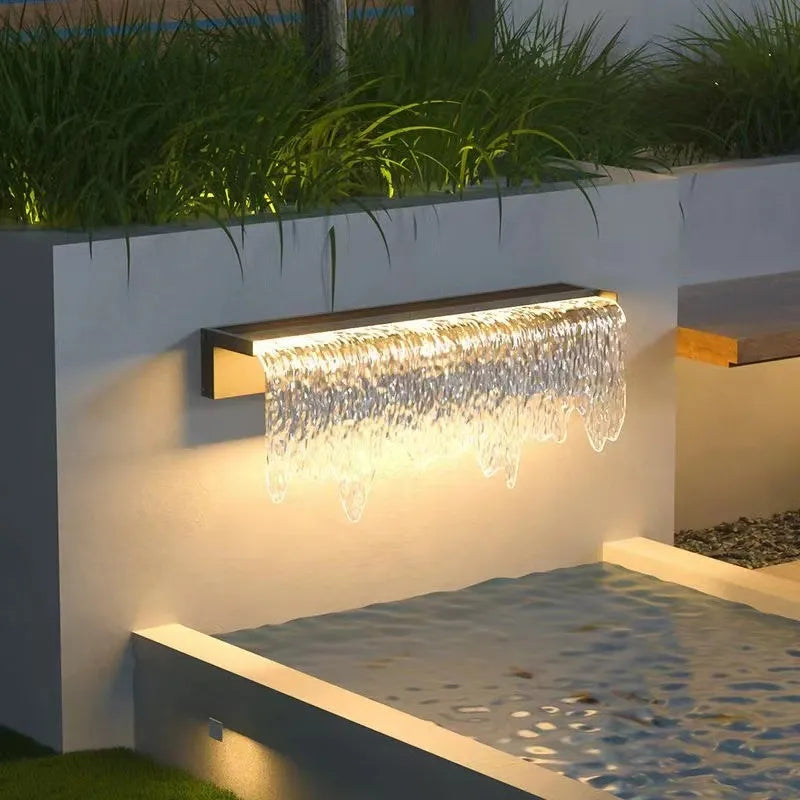 Wasserdichte Außenwandlampe Mit Wasserfall-Design