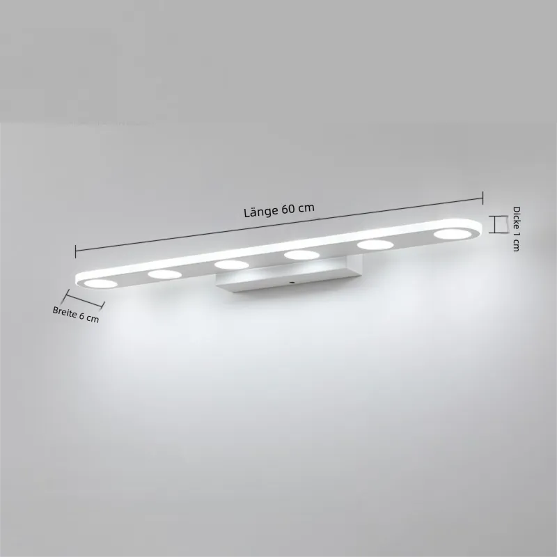 Wasserdichte LED Spiegelleuchte mit mehreren Köpfen in Weiß