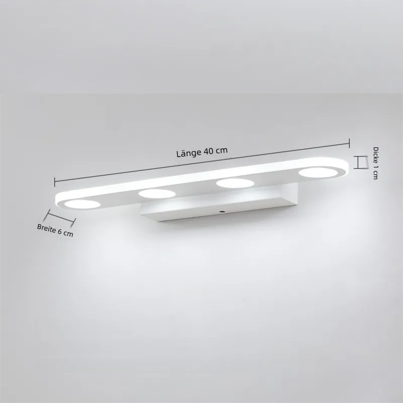 Wasserdichte LED Spiegelleuchte mit mehreren Köpfen in Weiß