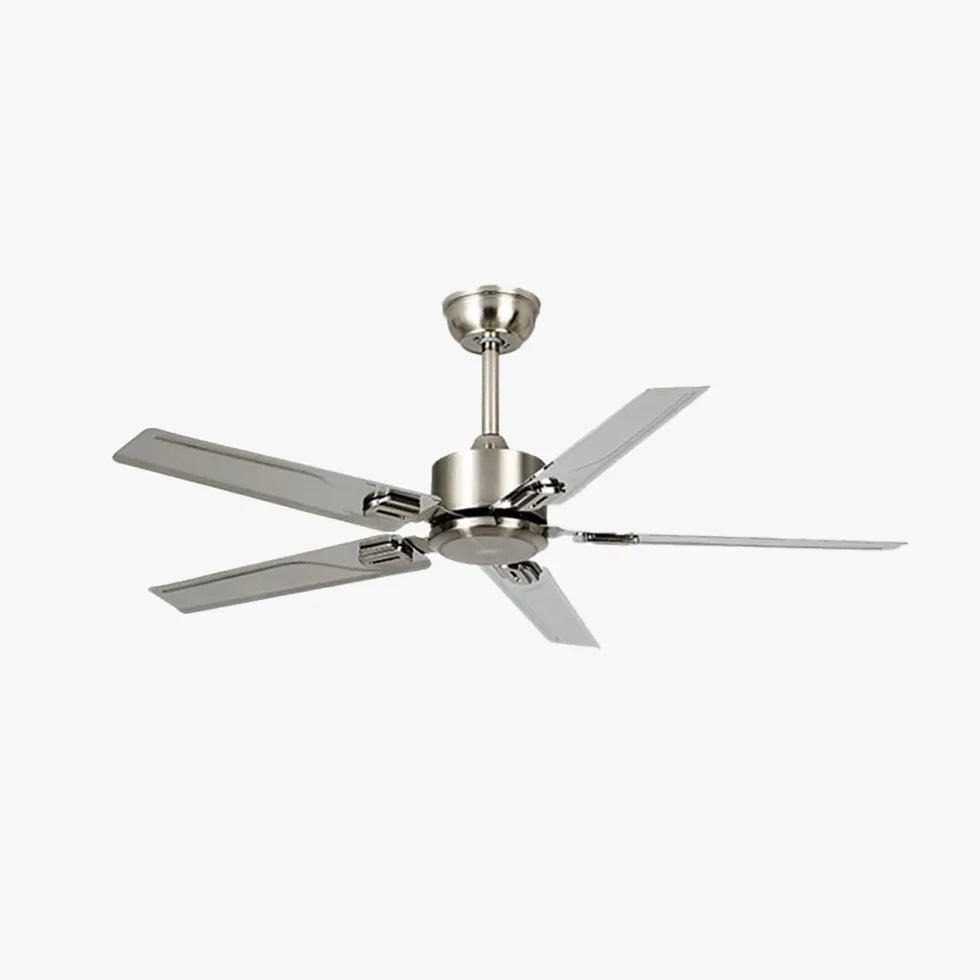 Silver Five-Blade Metallic Industrial Ceiling Fan