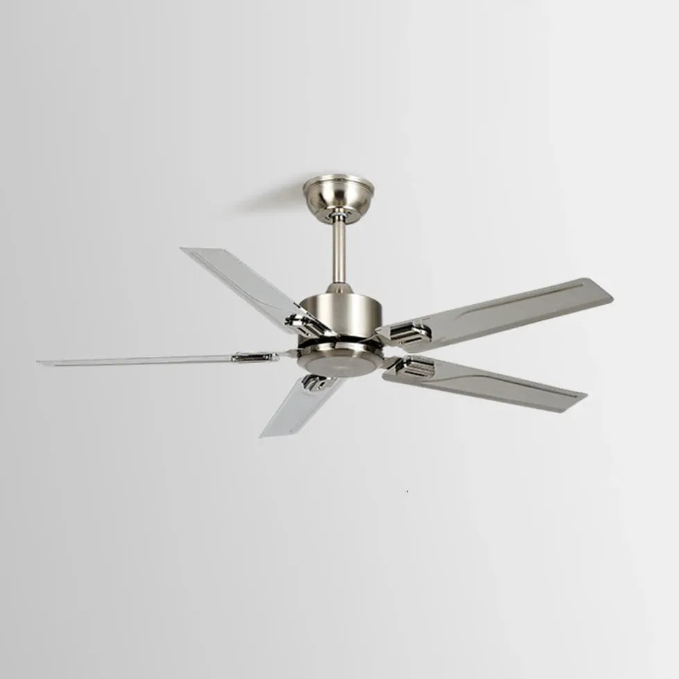 Silver Five-Blade Metallic Industrial Ceiling Fan