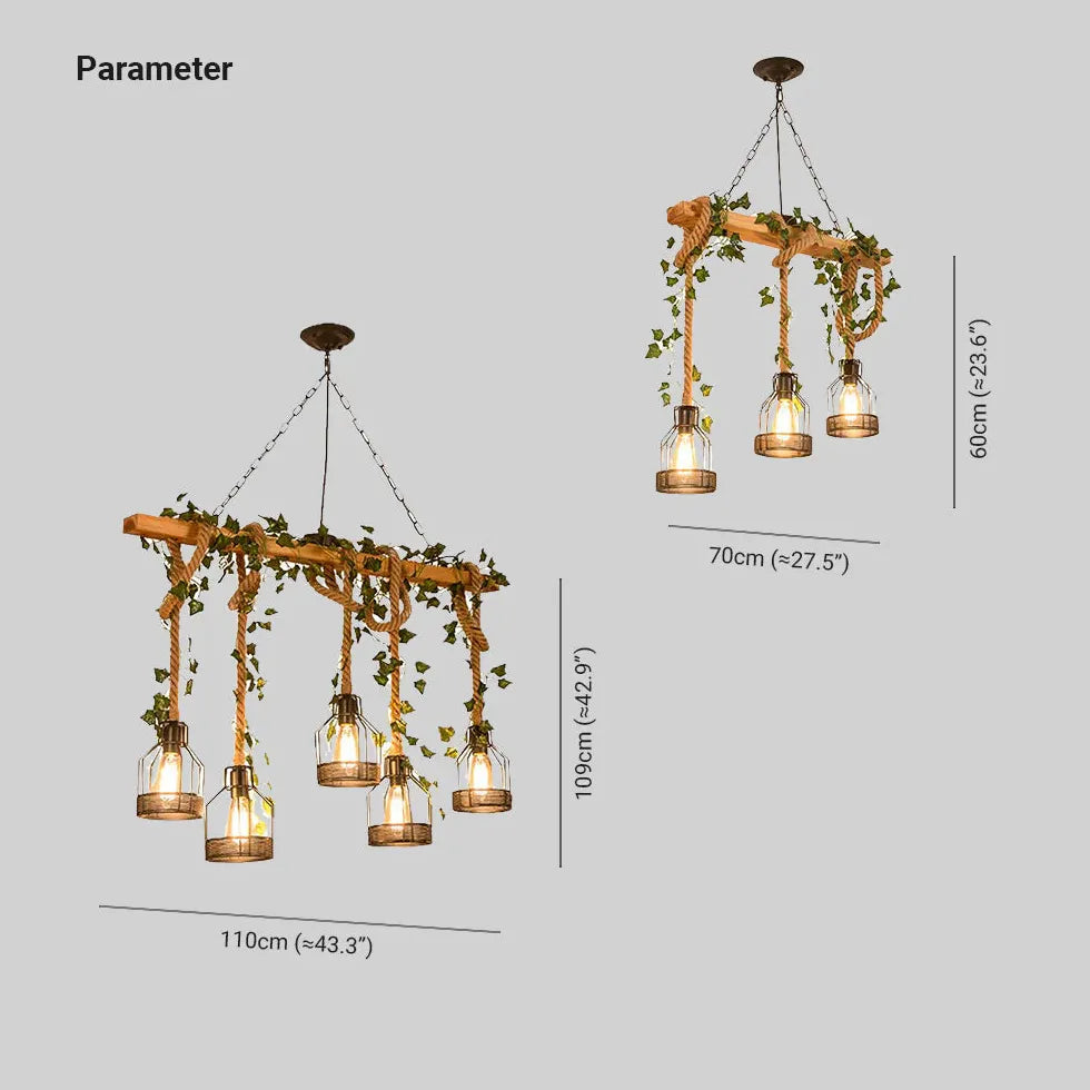 Pendelleuchte Holz 3-flammig Nordisch Minimalistisch Seil