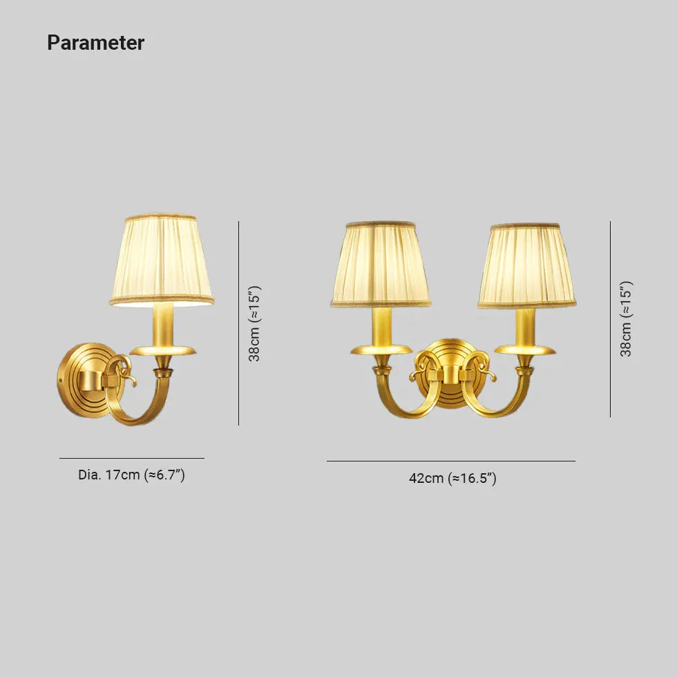 Fabric Double Arm Vintage Gold Wall Lights