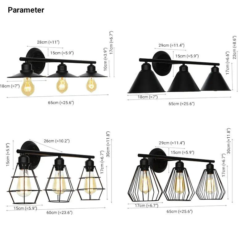 Wandlampe Industrial Style mit schwarzem Metallrahmen