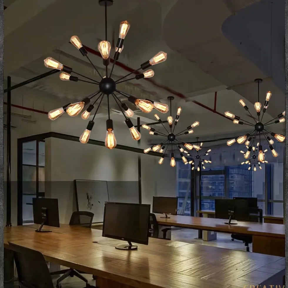 Star-Shaped Design Black Metal Industrial Pendant Light