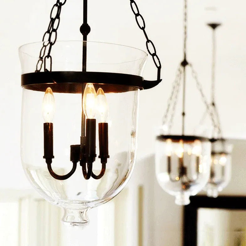 Bell Chain Glass Industrial Pendant Light