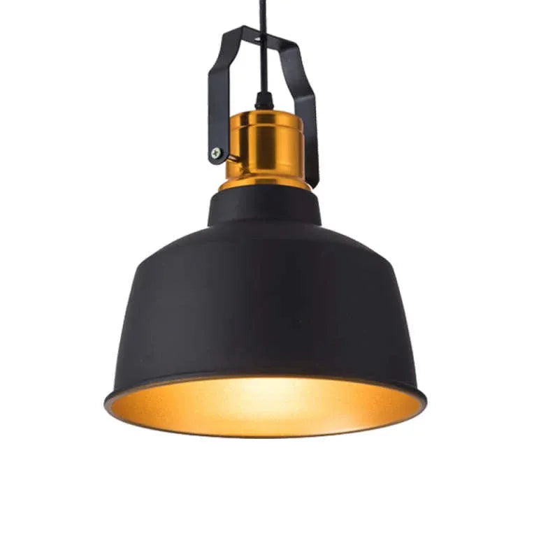 Black Shade with Gold Interior Industrial Pendant Light