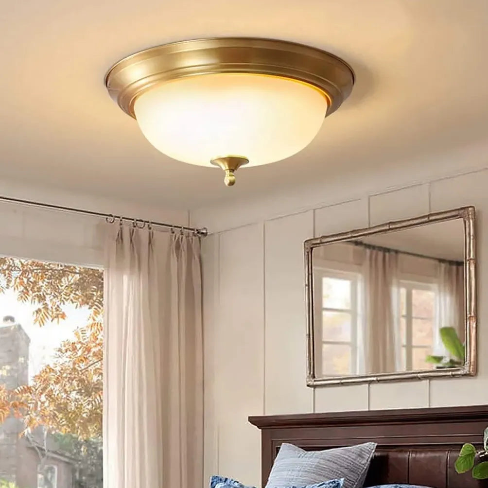 Retro Bowl Shape Vintage Gold Flush Ceiling Lights