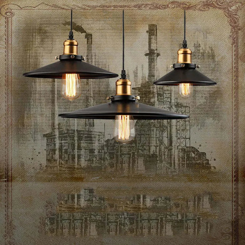 Black Metal Shade Hanging Industrial Pendant Light