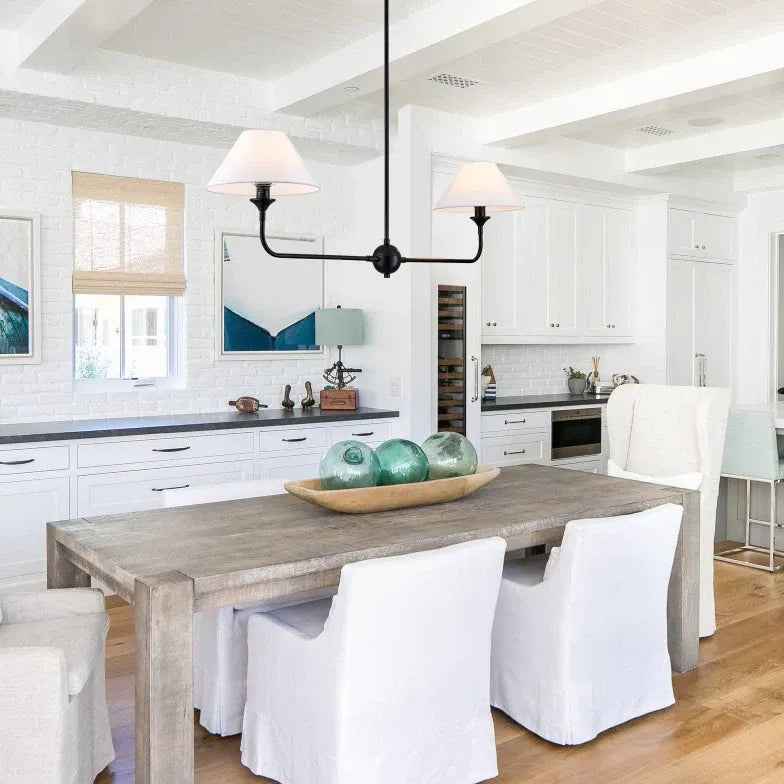 Two-Light White Shade Kitchen Pendant Light