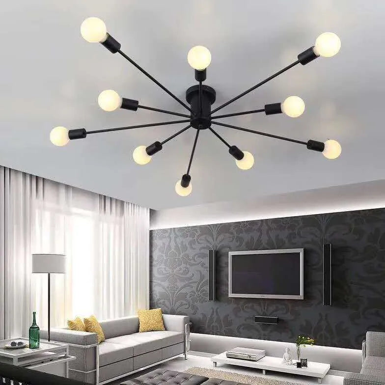 Black Metal Multi-Light Spherical Ceiling Light