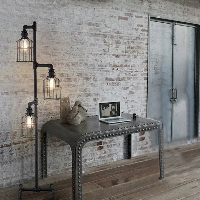 Three-Tier Lantern Design Industrial Floor Lamp