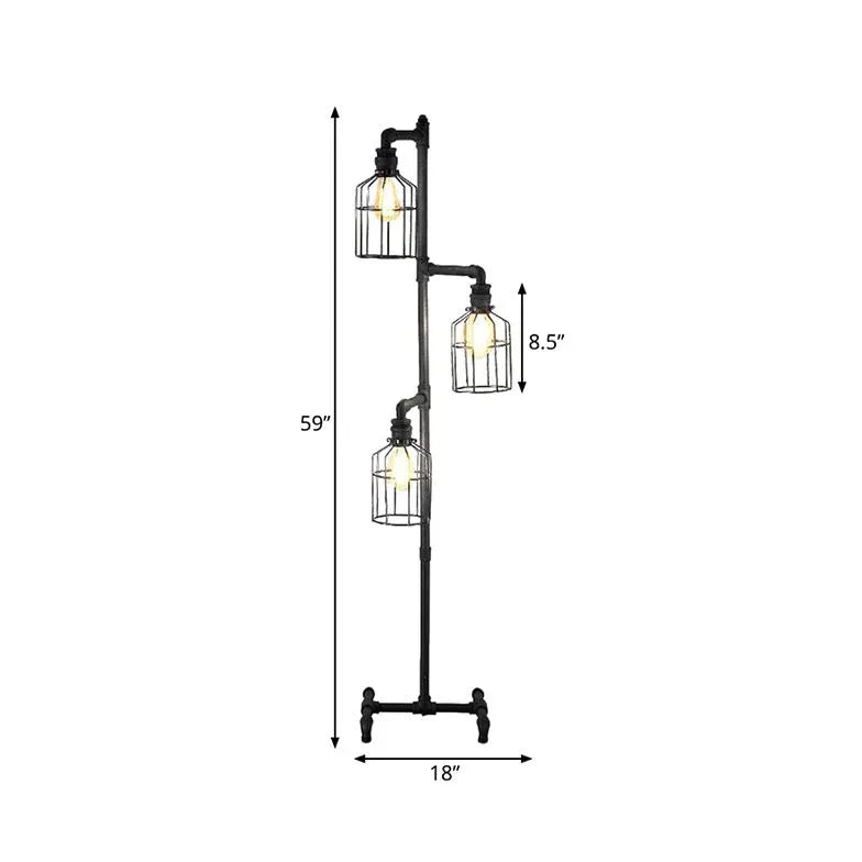 Three-Tier Lantern Design Industrial Floor Lamp