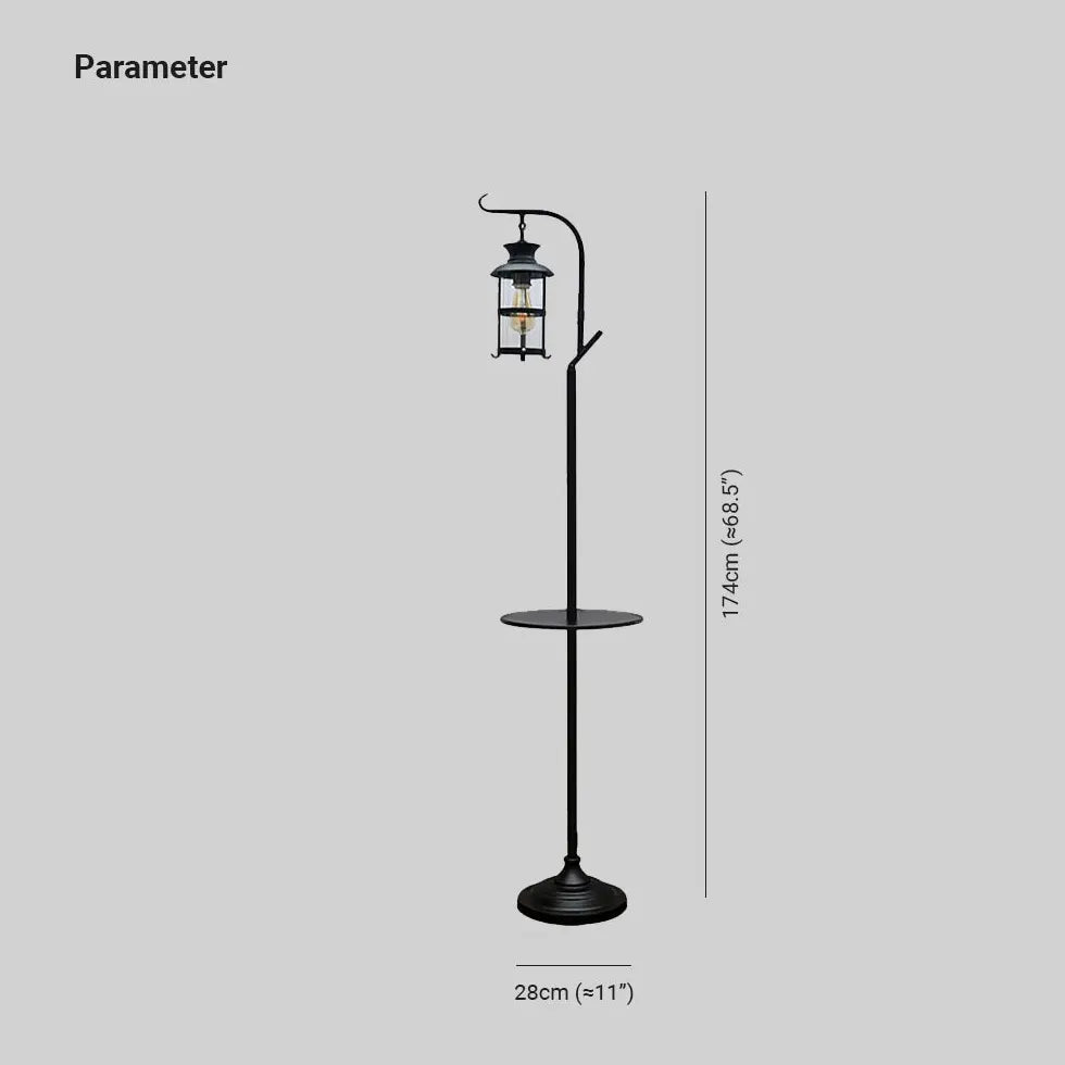 Schwarzer Laternenstil mit Tablettstehlampe