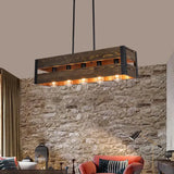 Rectangular Wooden Frame Vintage Dining Pendant Light