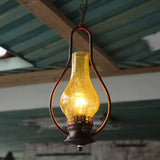 Vintage Oil Lamp-Shaped Glass Pendant Light