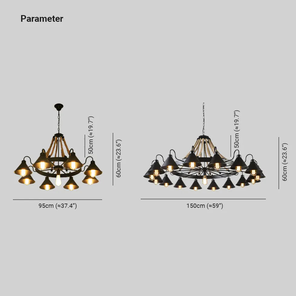 Kronleuchter Industrial im Vintage-Seil-Design