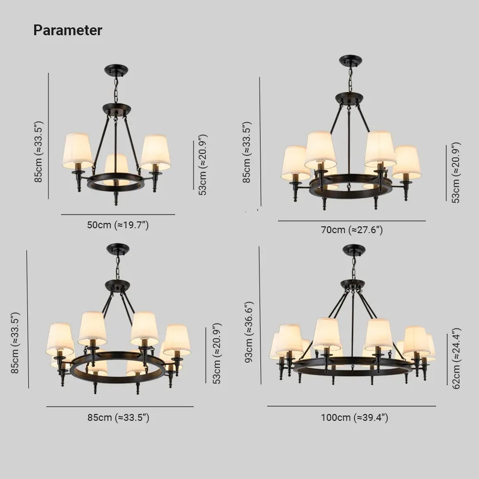 Multi-Light-Stoff-Schatten industrielles Wohnzimmer Kronleuchter