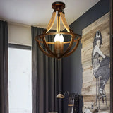 Hemispherical Metal Frame Black Vintage Pendant Light