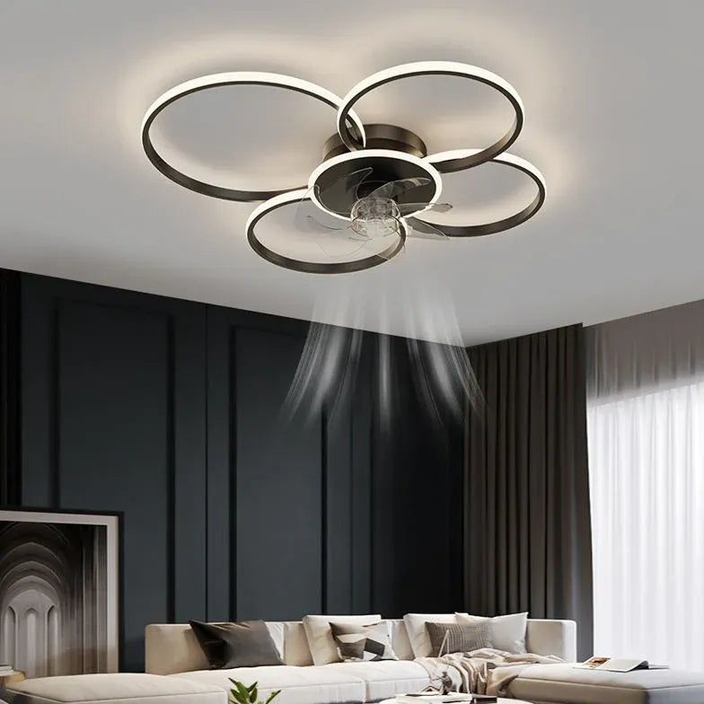 Double Ring Modern LED Ceiling Fan Light