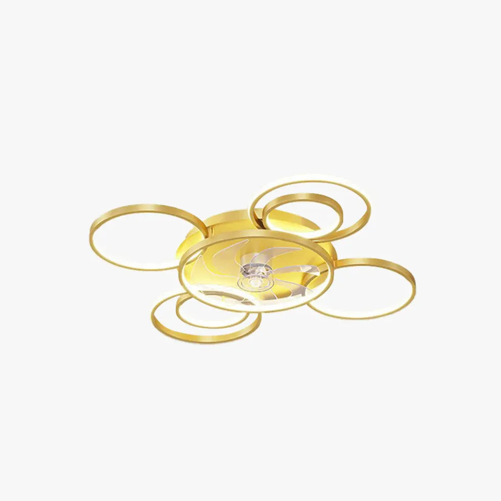 Flower Design Gold LED Modern Fan Light