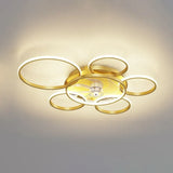 Flower Design Gold LED Modern Fan Light