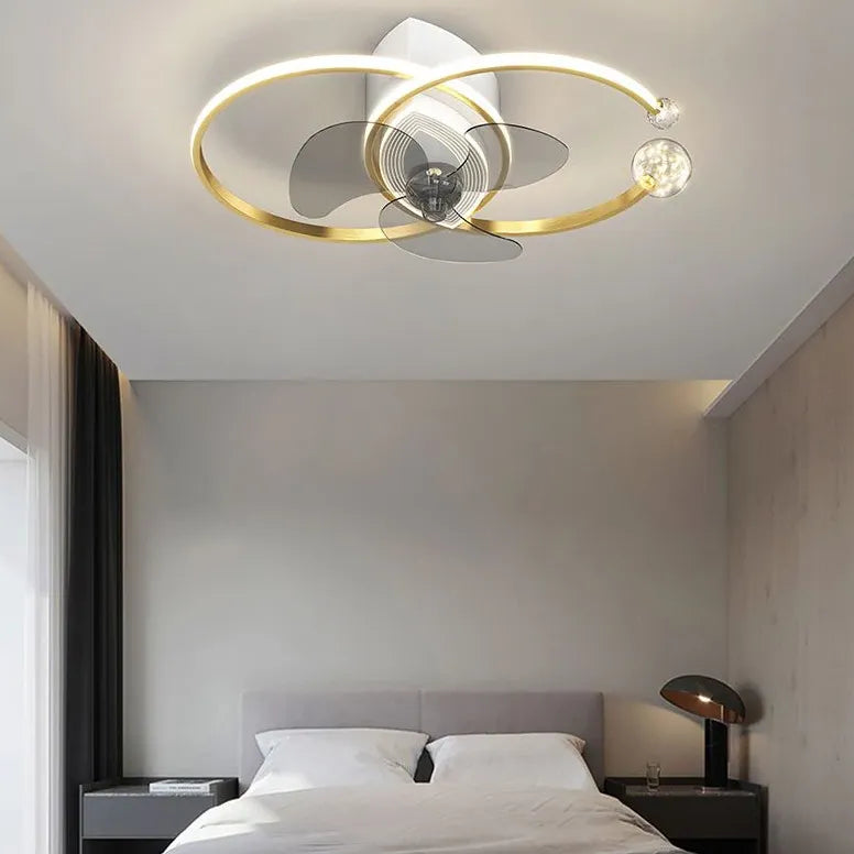 Doppelring -LED -Schlafzimmer Deckenventilator Licht