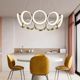 Ring-Shaped Petal Design Gold LED Pendant Light