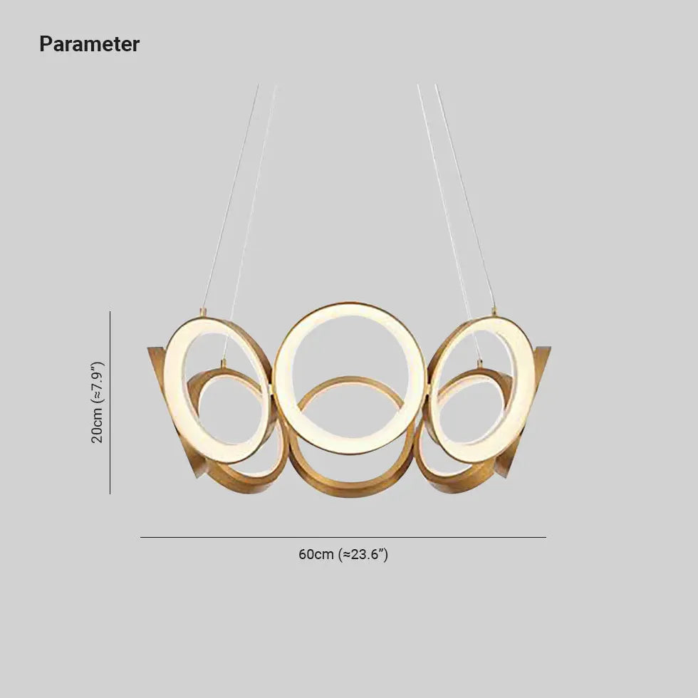 Ring-Shaped Petal Design Gold LED Pendant Light