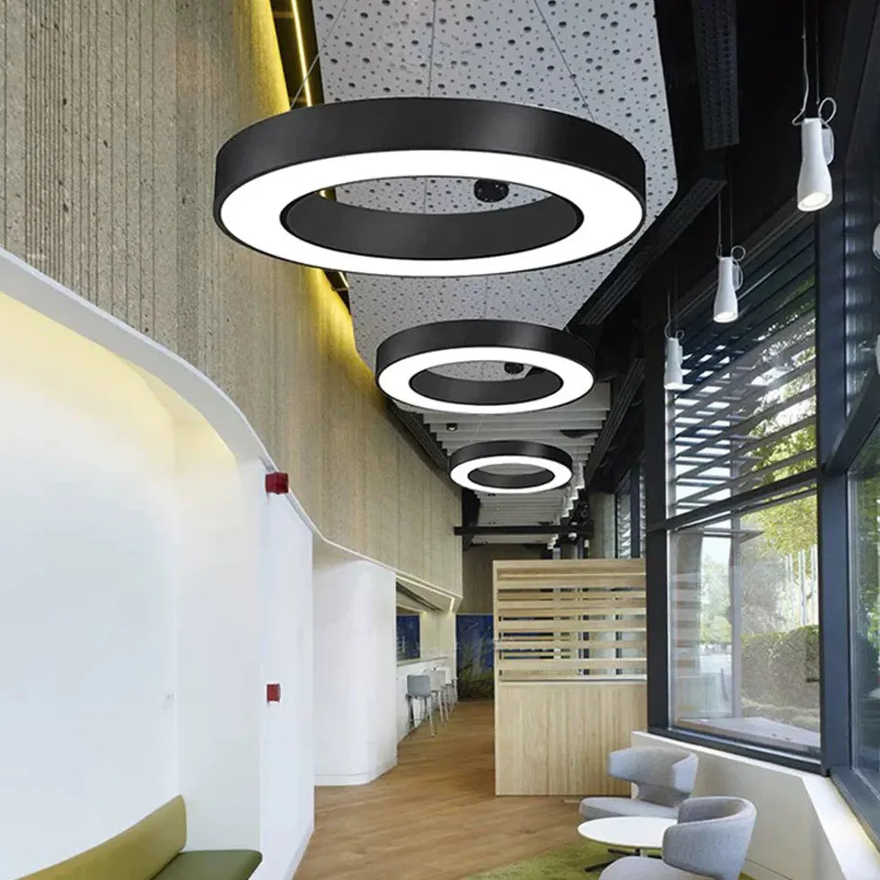 Ring-Shaped Modern Black LED Pendant Light