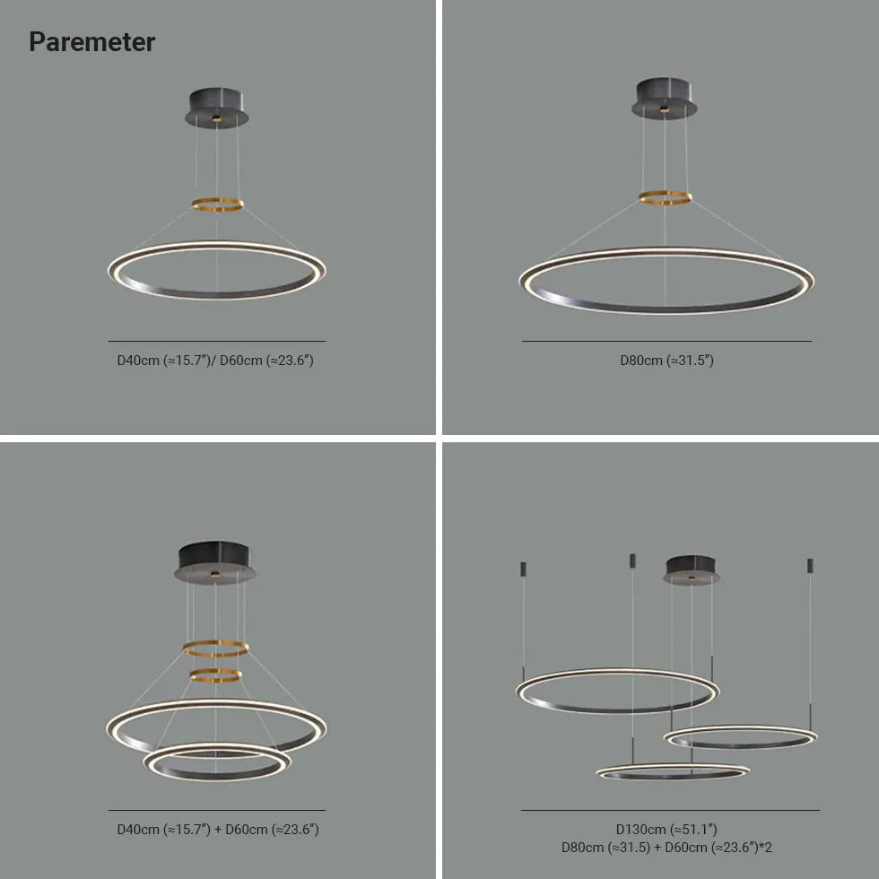 Ring Pendelleuchte in modernem nordischen Schwarz