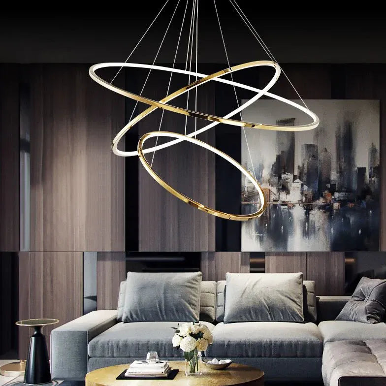 Multi-Light Circular Luxury Gold LED Pendant Light