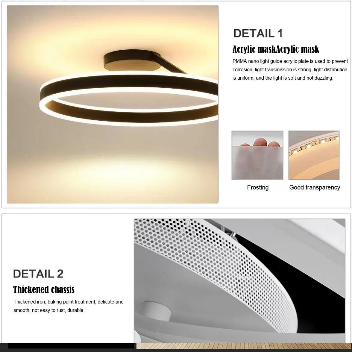 Black Round Minimalist LED Ceiling Light