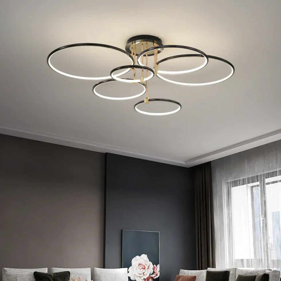 Multi-light Ring Modern Black LED Ceiling Light