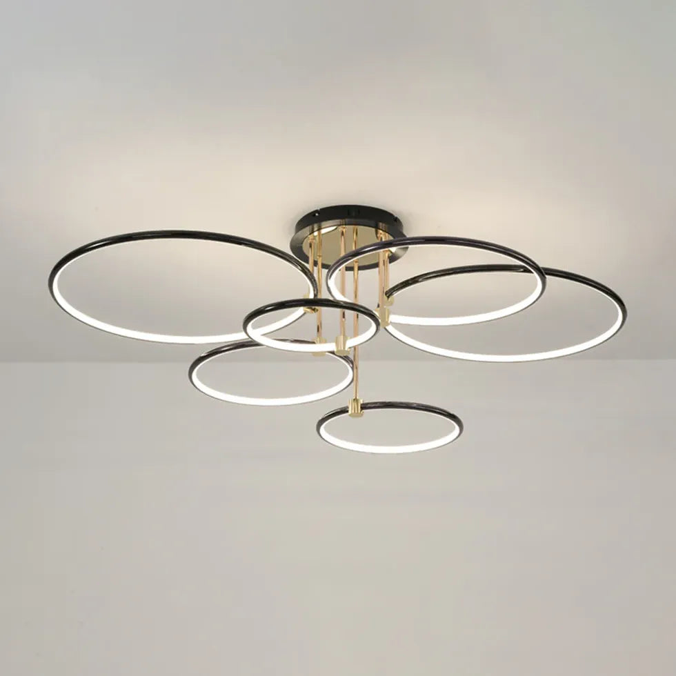 Multi-light Ring Modern Black LED Ceiling Light