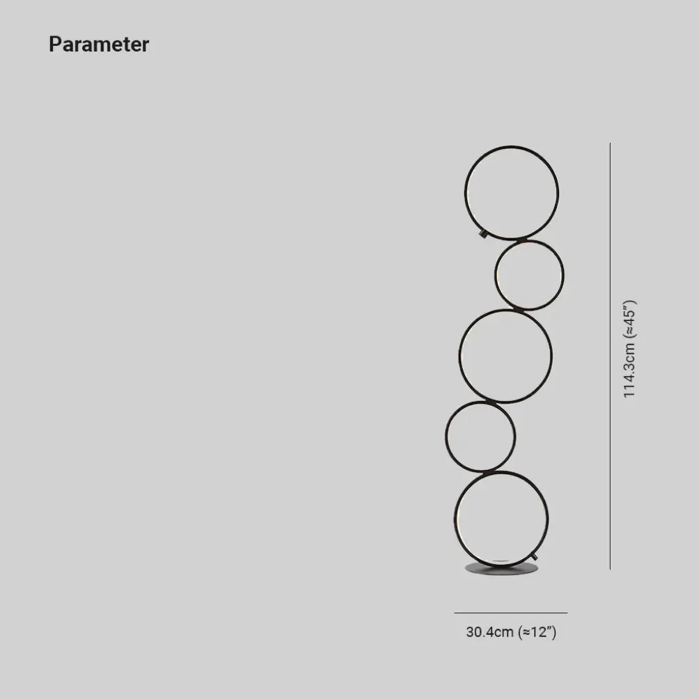 Kreisförmige Ringdesign schwarzer LED -Stehlampe