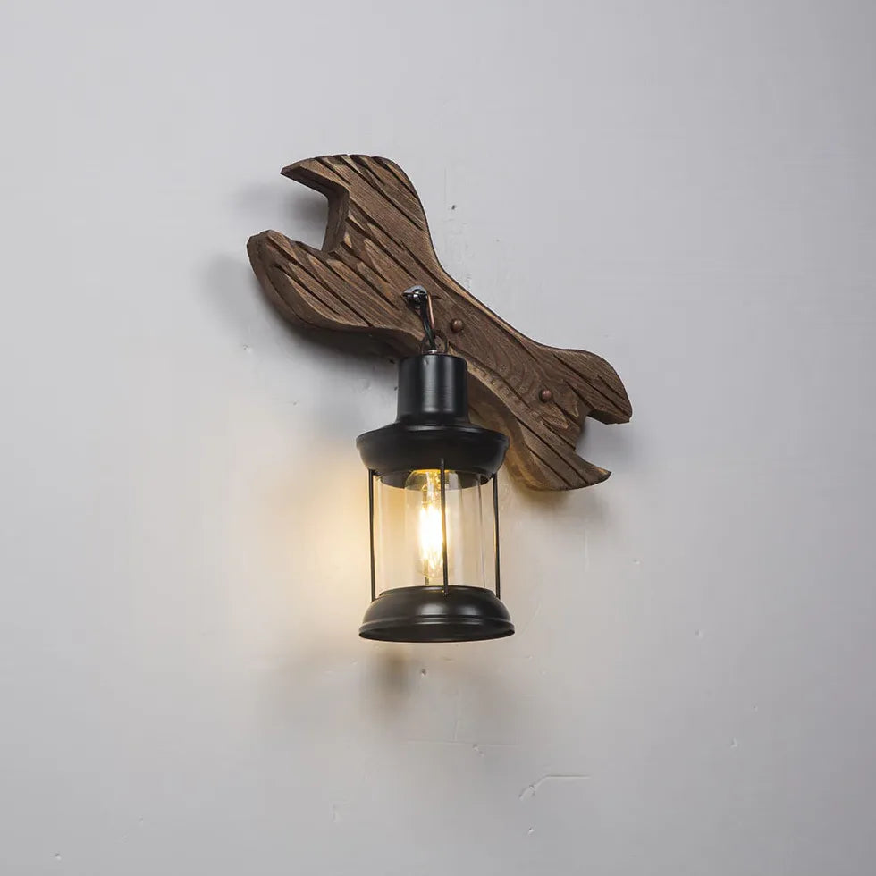 Wrench Lantern Wooden Vintage Wall Lights