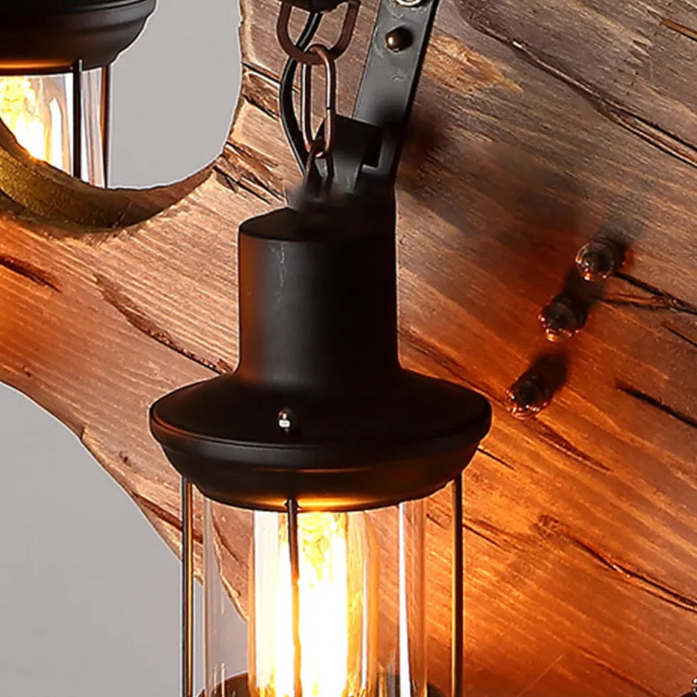 Guitar-Shaped Multi-Light Wooden Vintage Pendant Light