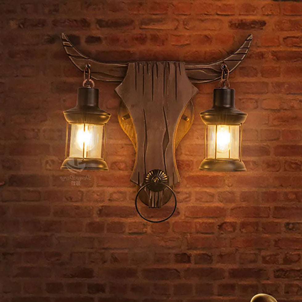 Bull Head Shaped Double Vintage Wall Lights