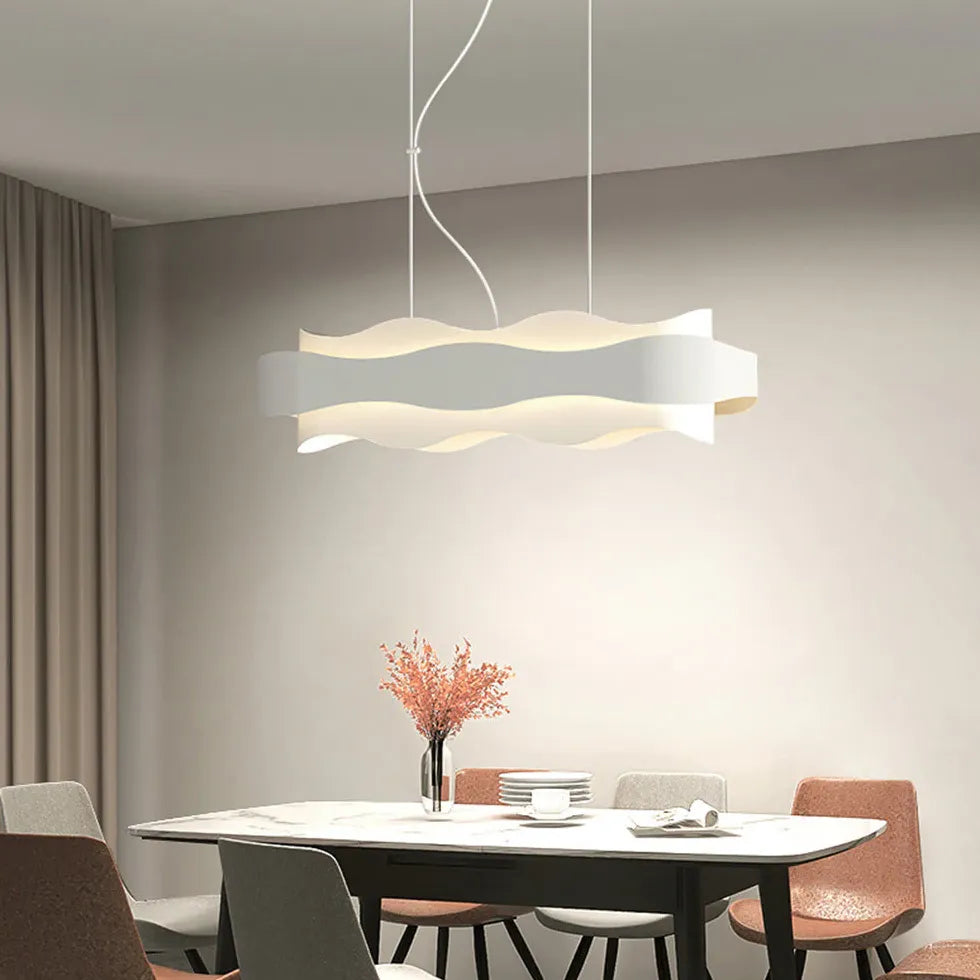 Dual-Layer Wave Design White Ess Room Anhänger Licht