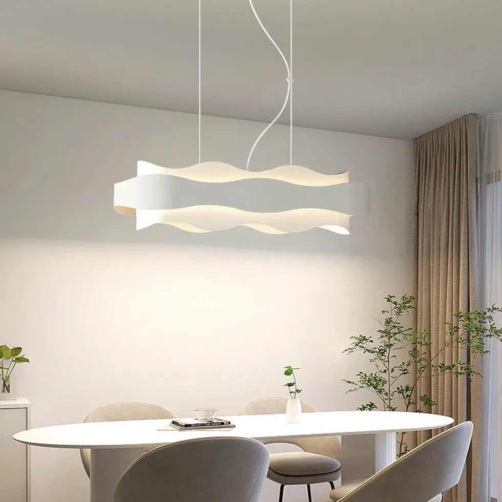 Dual-Layer Wave Design White Ess Room Anhänger Licht