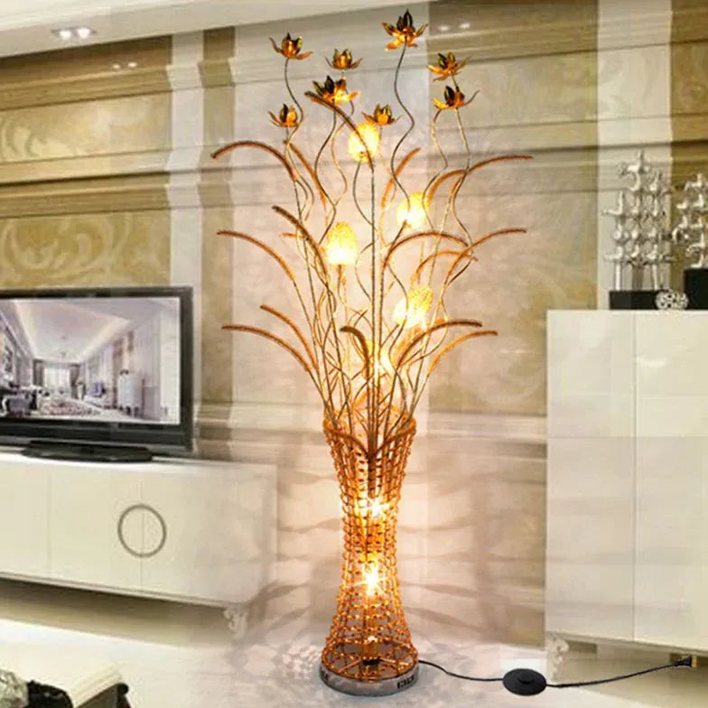 Golden Metal Vase Shape Living Room Floor Lamp