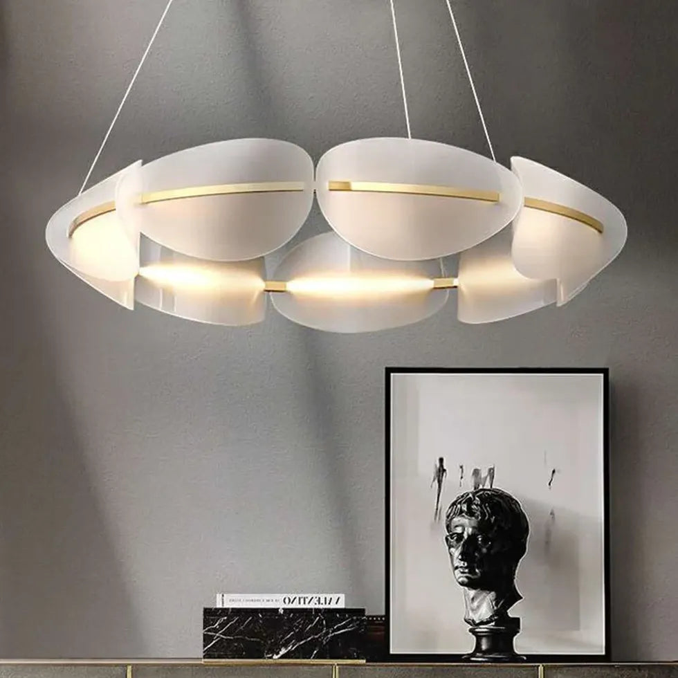 Segmented Circular Frame White LED Pendant Light