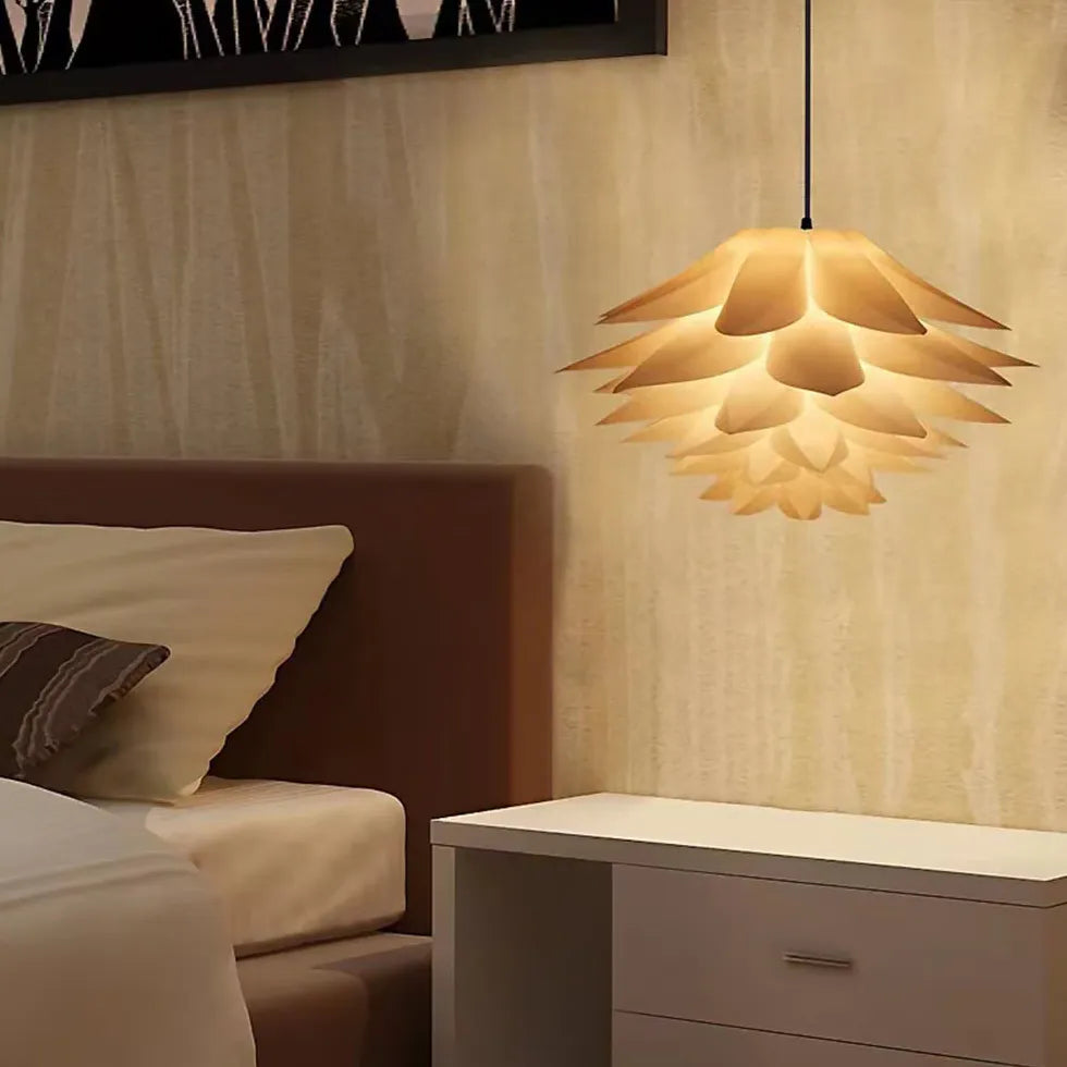 Six-Layer Lotus Lampshade White Bedroom Pendant Light